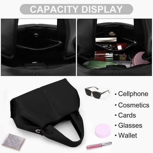 Crossbody Bag Faux Leather Large Capacity Stylish Multi-Use - Picture 4 of 6